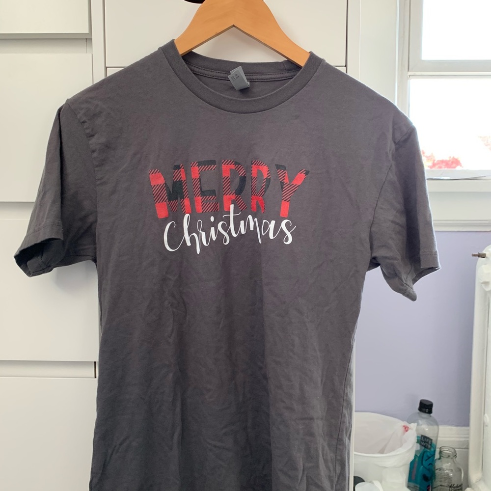 merry christmas t shirt with plaid lettering